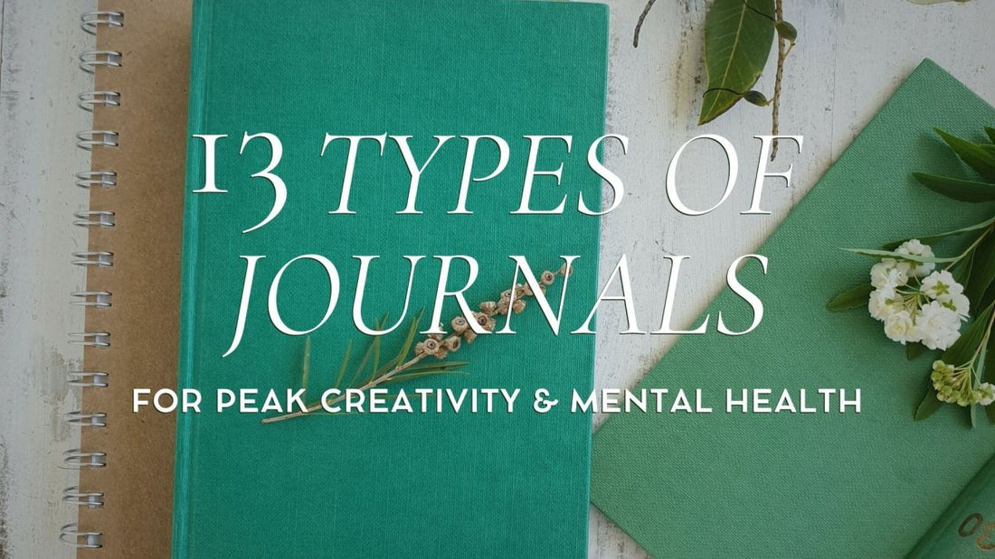 green journals with flowers on desk