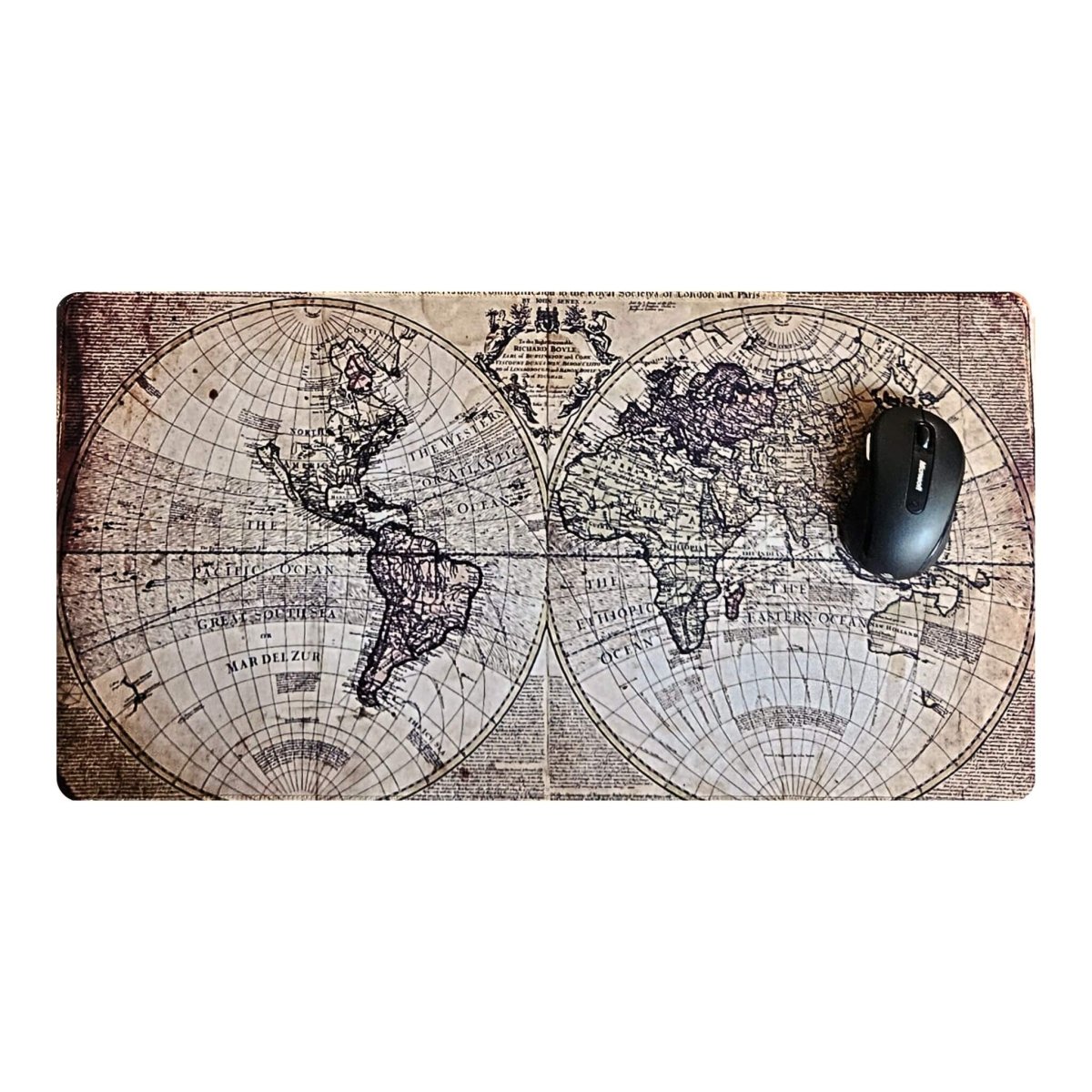 large desk mat with vintage map print