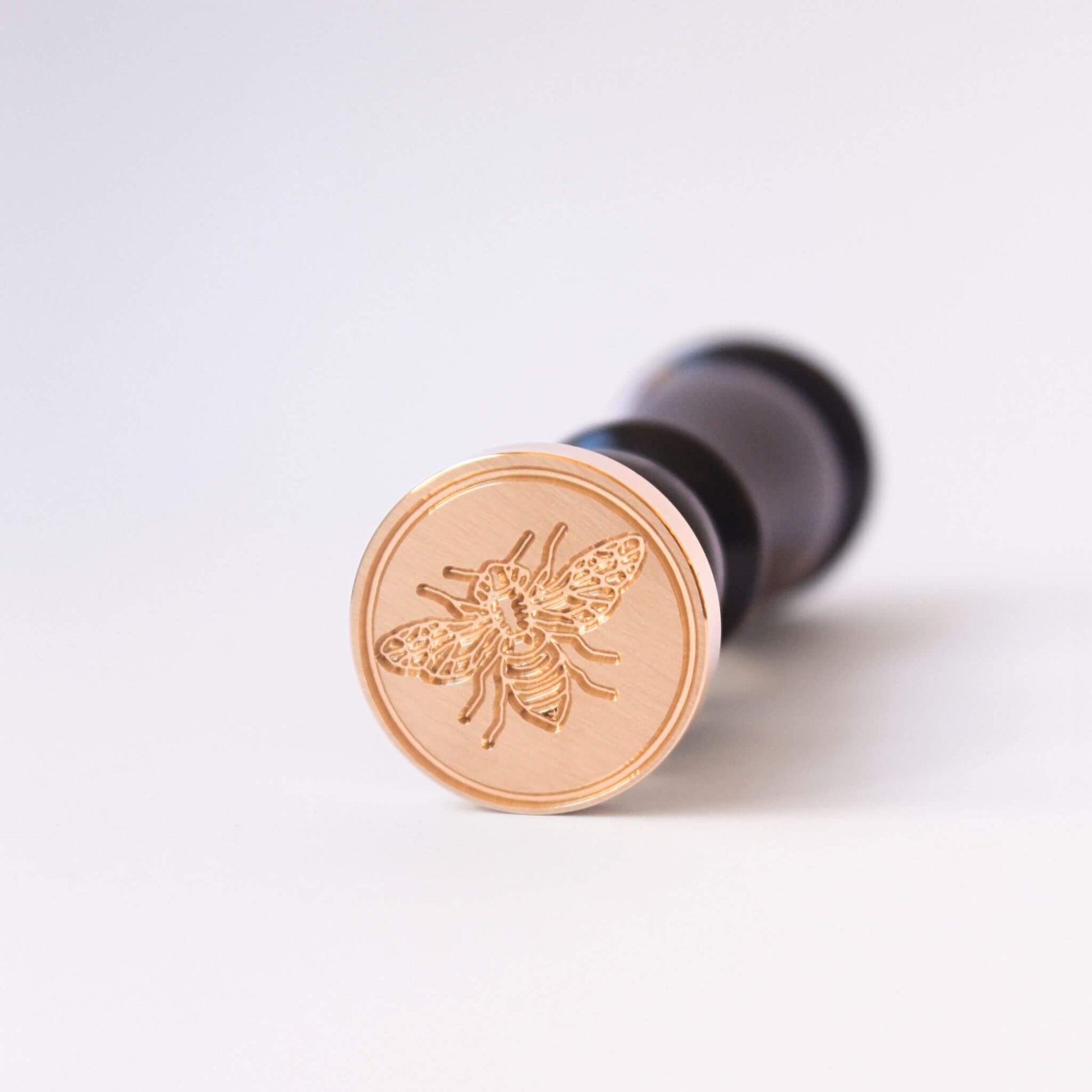 Brass wax seal with Bee design engraving and black handle