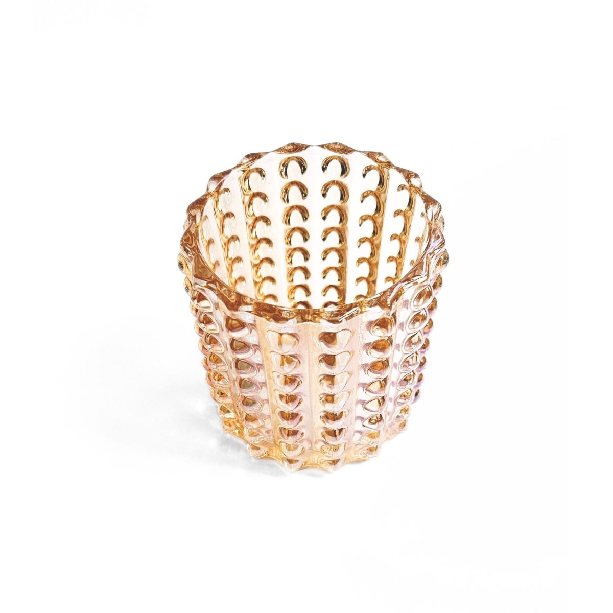 glass pen organiser with hobnail glass design