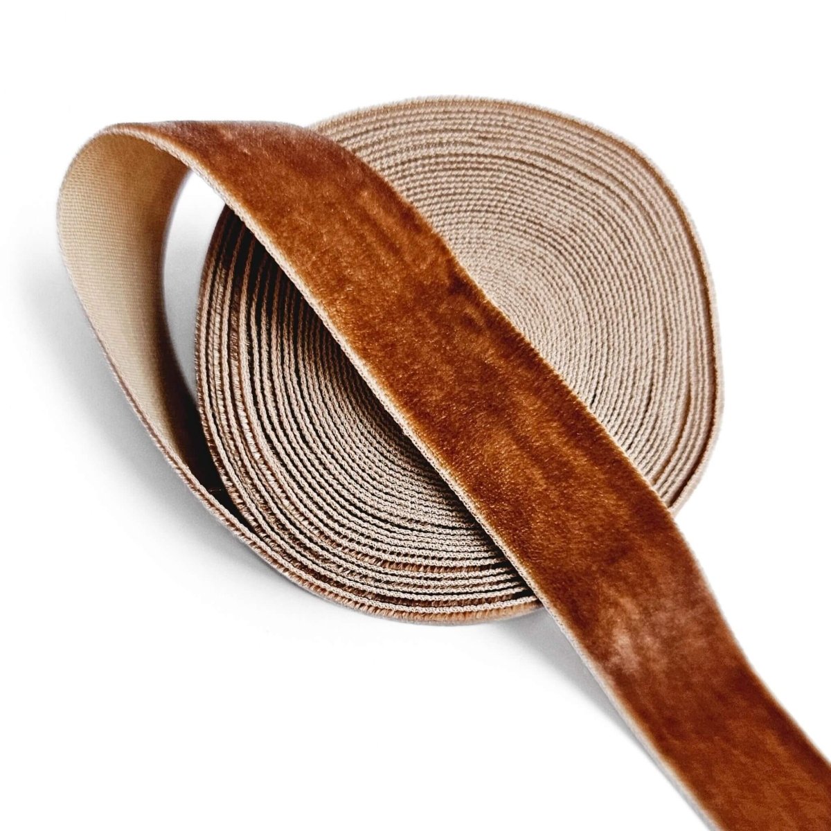 roll of brown velvet gift wrap ribbon