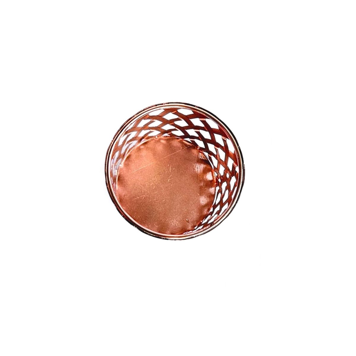 trellis design pen holder in rose gold metal