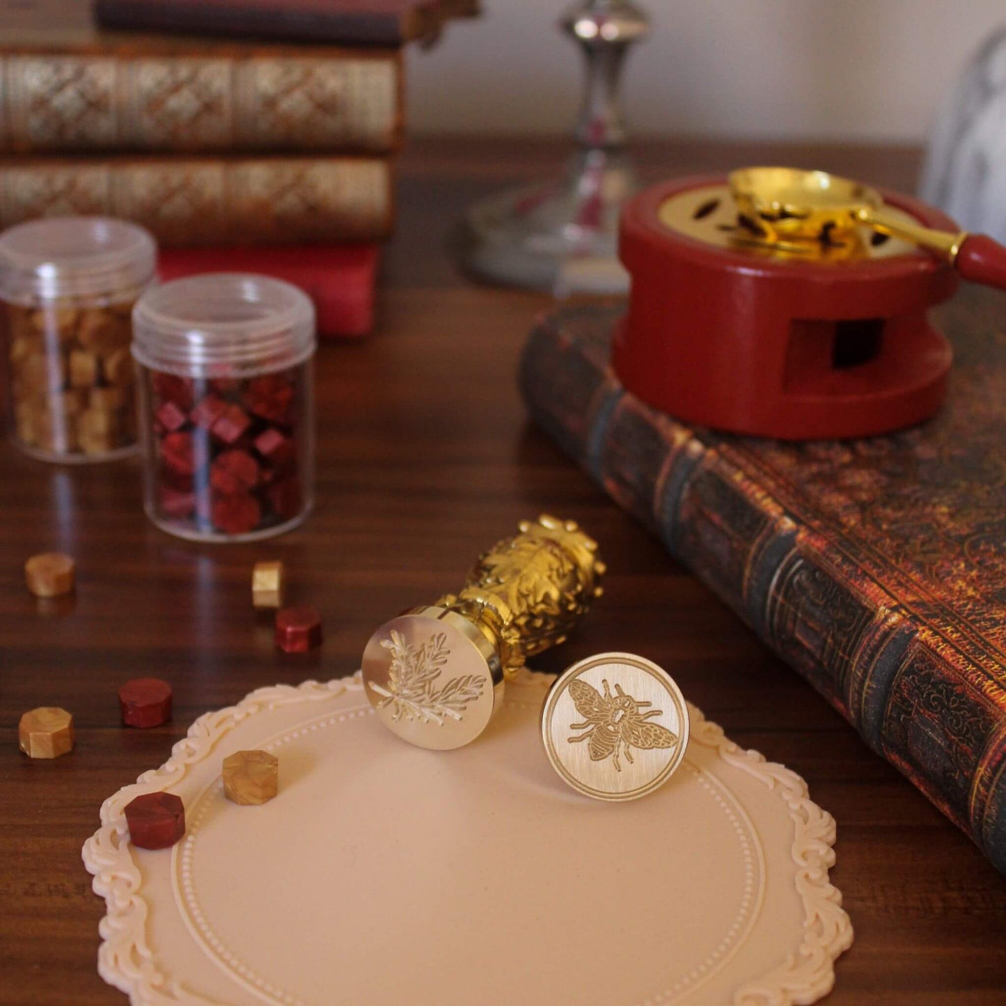 close up of wax seals in Tuscan wax seal kit