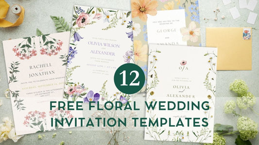 floral wedding invitations with envelopes stamps and ribbon