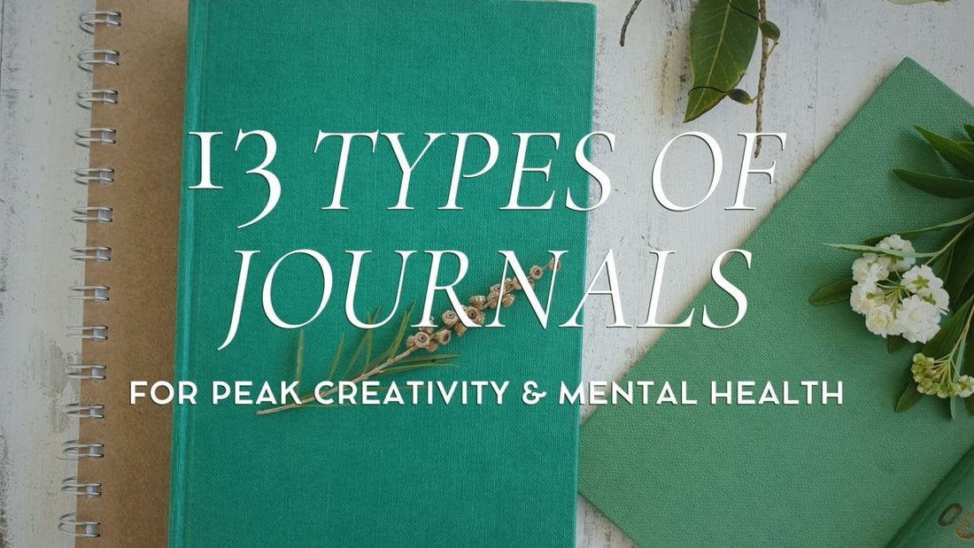 green journals with flowers on desk