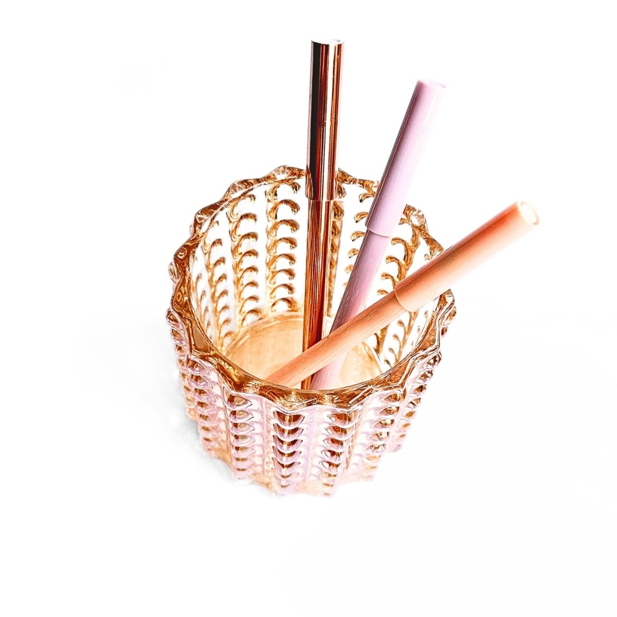 overhead view of bubble glass pen holder
