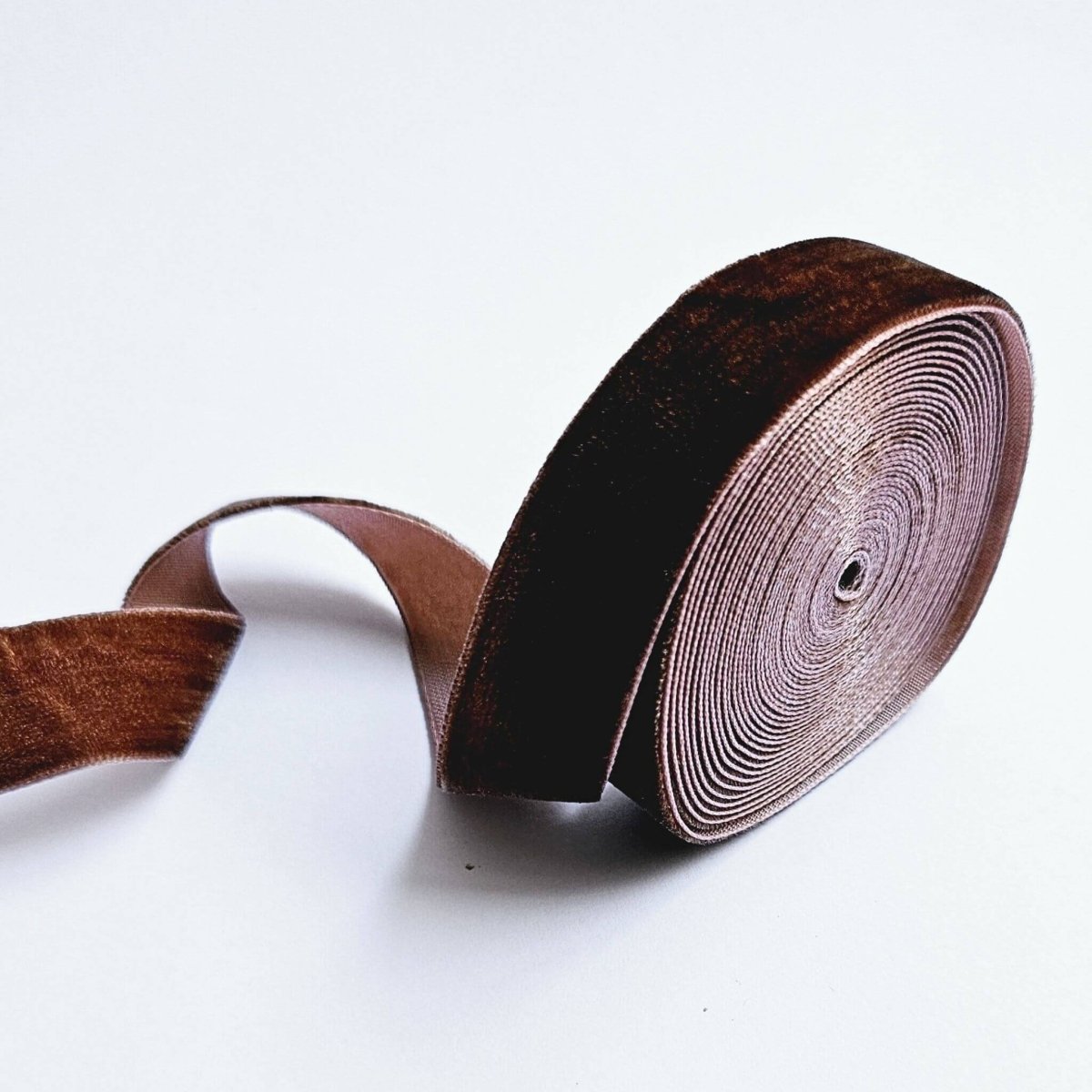 roll of chocolate brown velvet ribbon