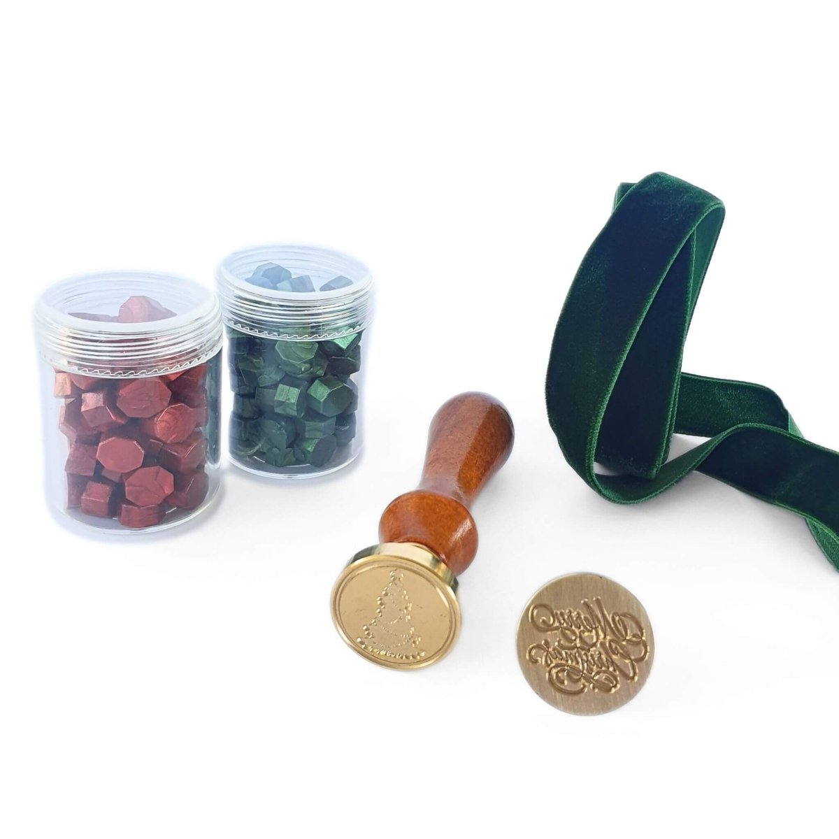 Green and Red Christmas Wax Seal Kit for Gift Wrap