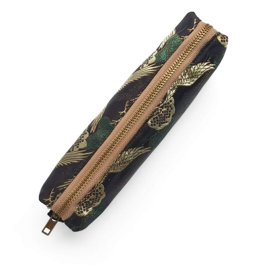 luxury fabric pencil case with Japanese crane design