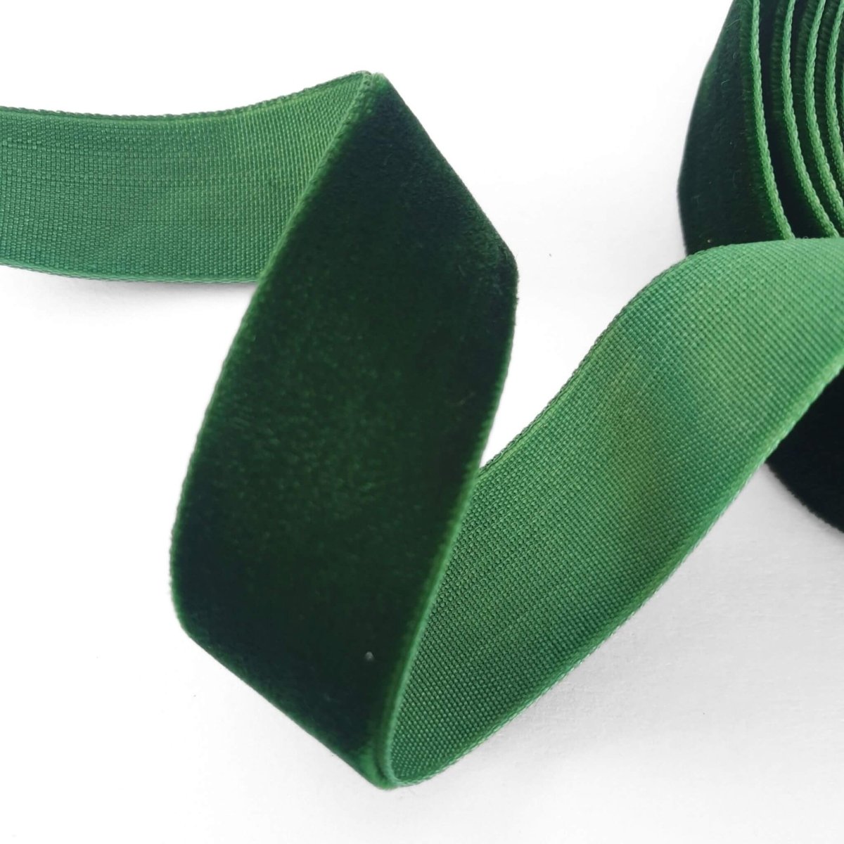 green velvet ribbon for gift wrap close up