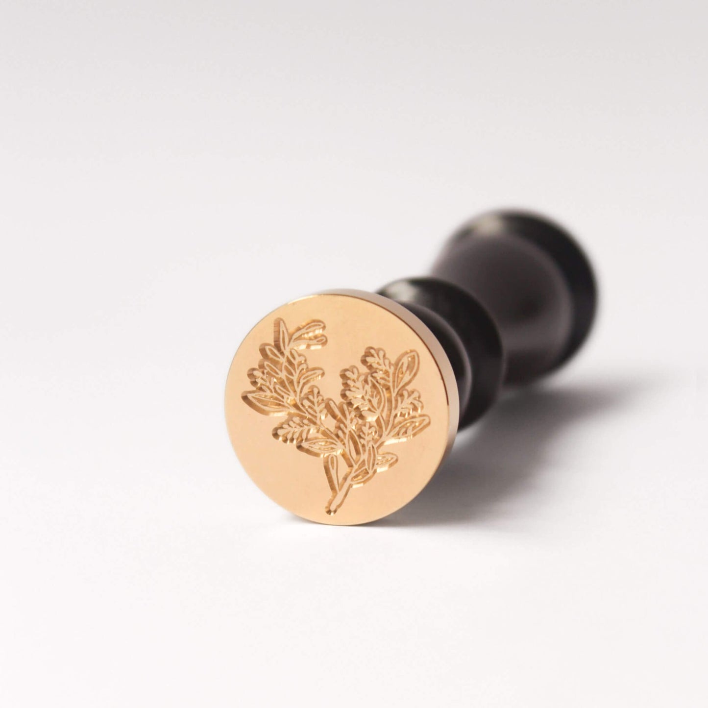 Herboriste Wax Seal with foliage engraved on brass seal head with black handle
