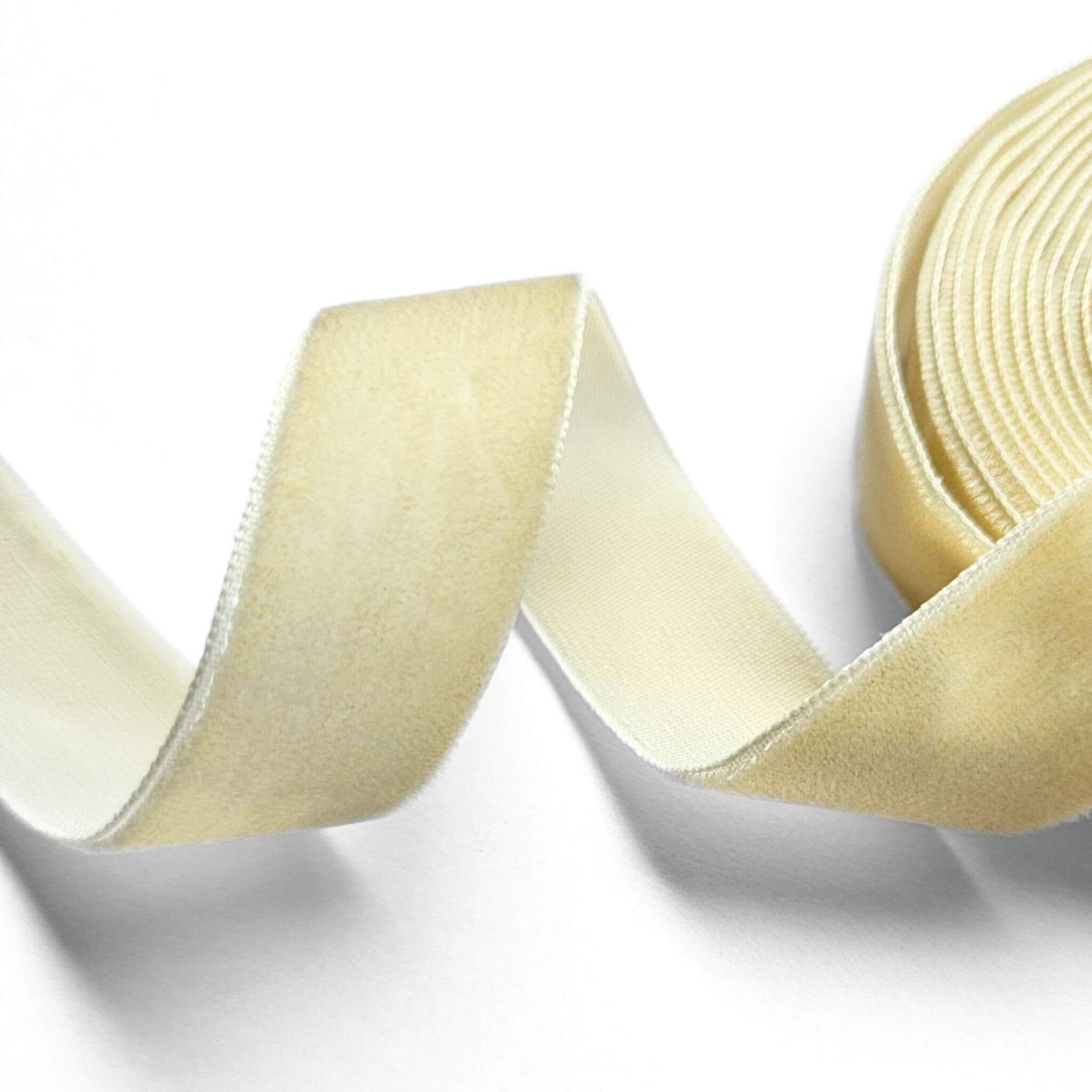 ivory velvet ribbon for gift wrap close up