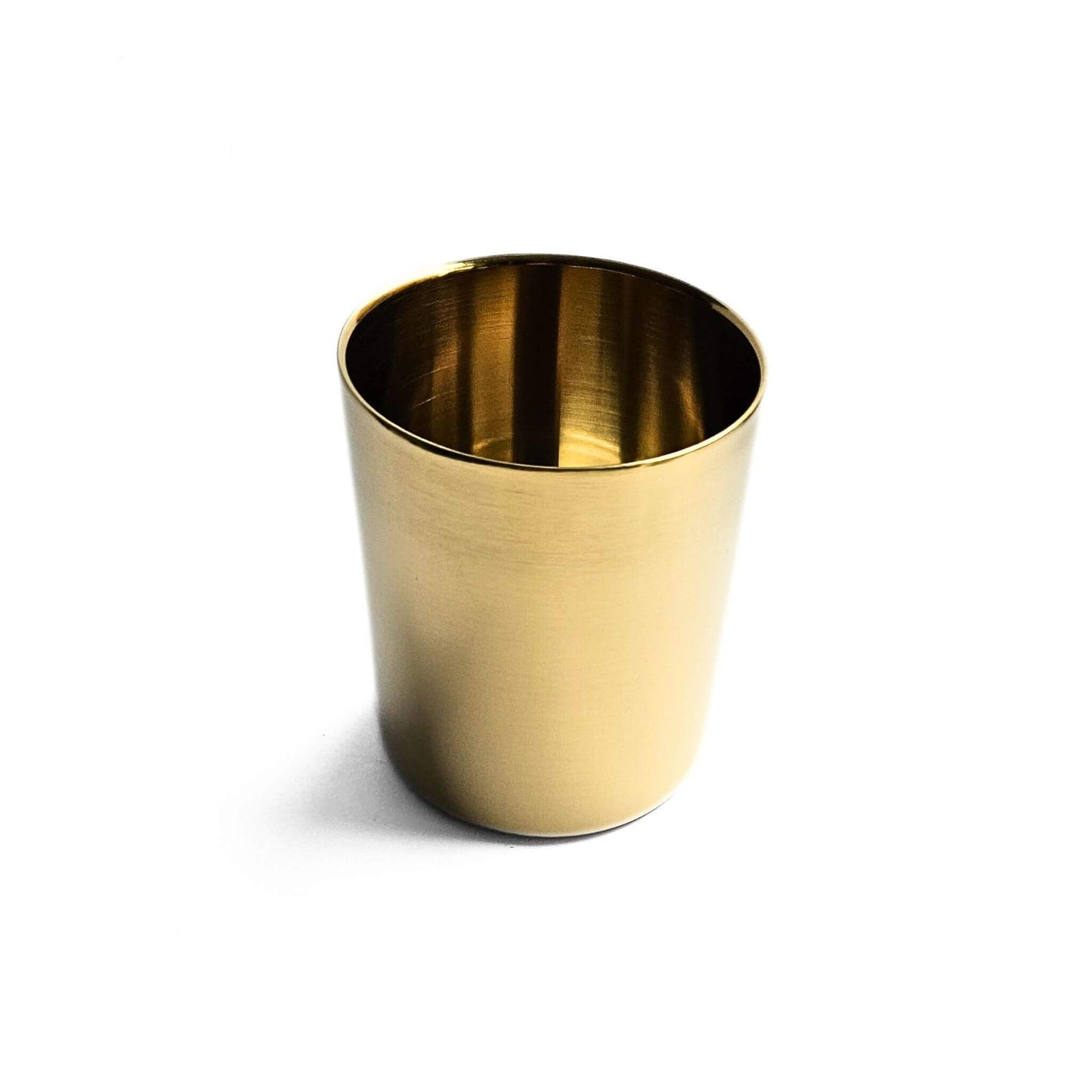 cylindrical gold metal pen pot