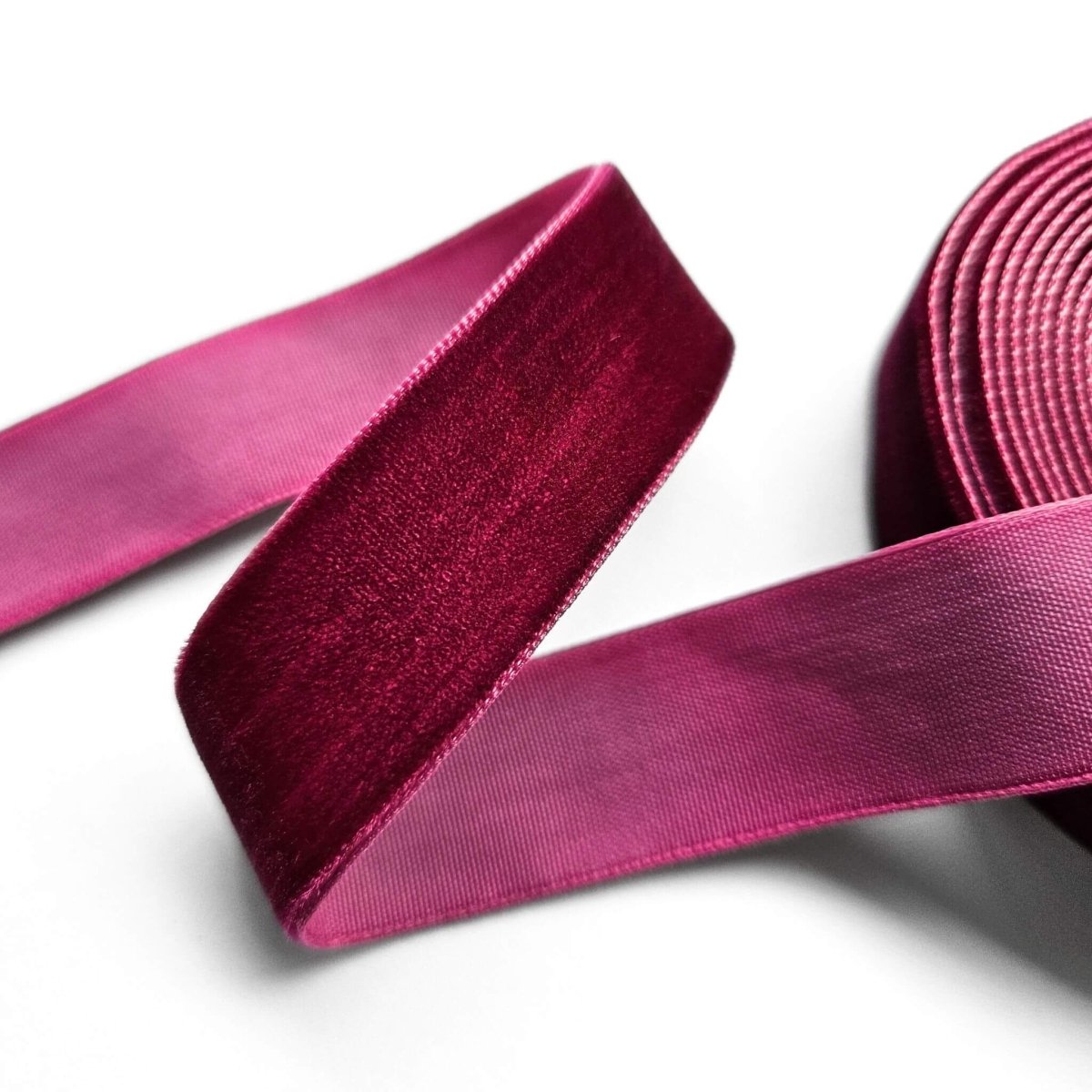 purple velvet ribbon close up