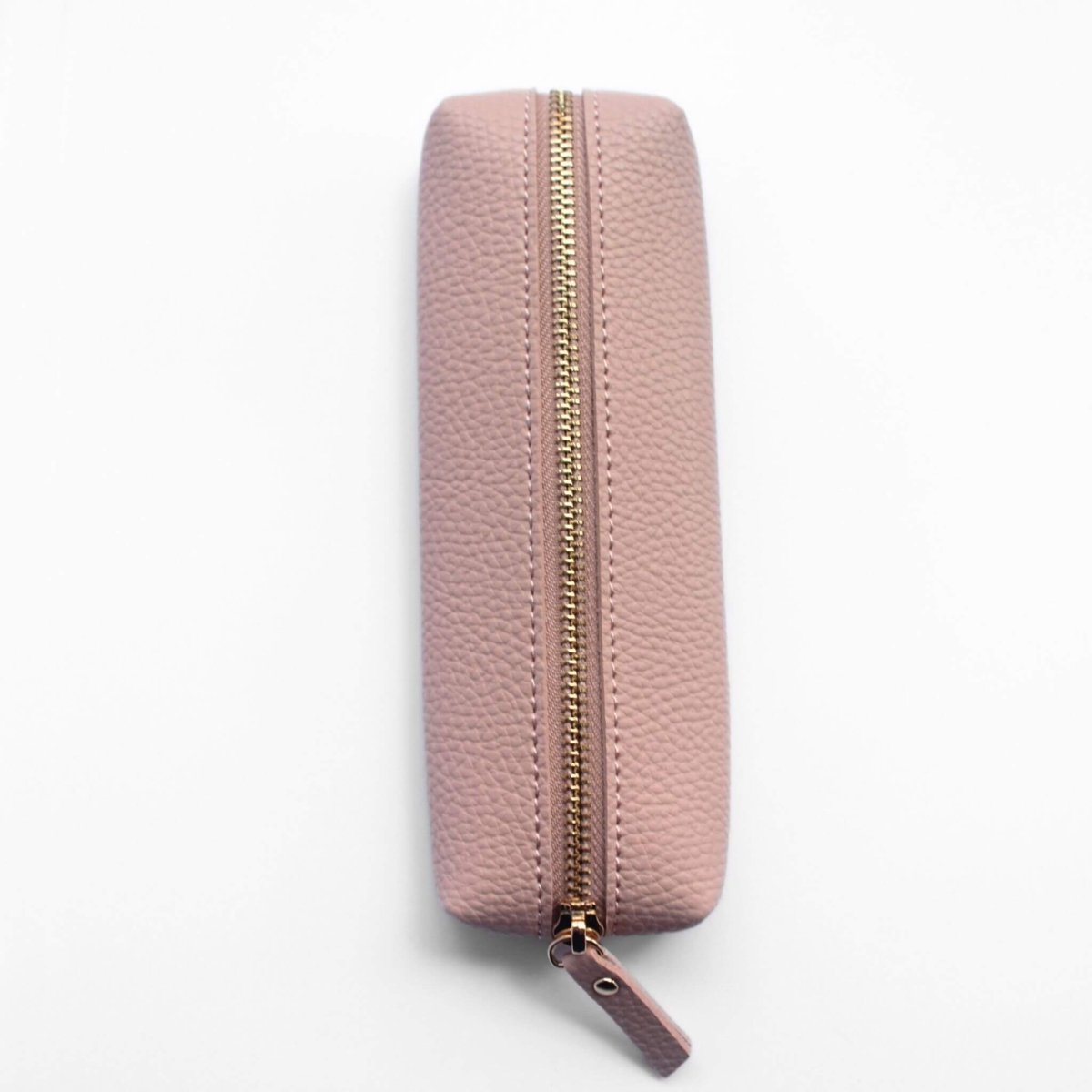 faux leather nude pink pencil case with gold zipper