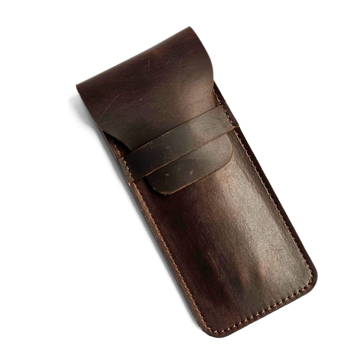 brown leather pen case