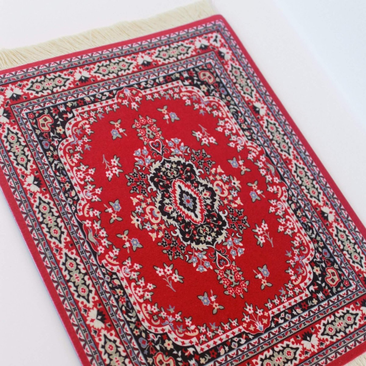 patterned rug mouse pad with fringe